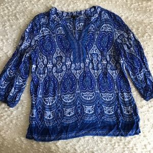 Talbots Blue Print Loose Fitting Top